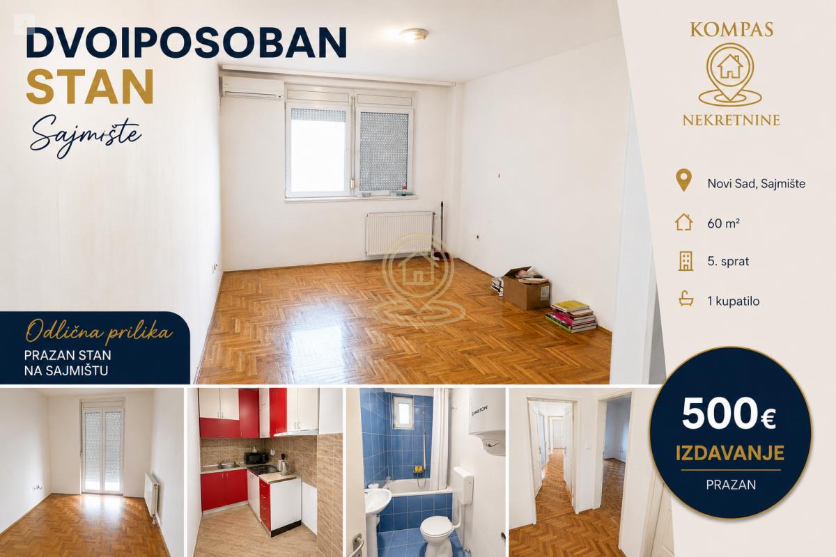 Dvosoban stan 60 m² na Sajmištu, Novi Sad, 5. sprat
