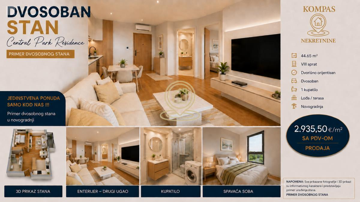 Dvosoban stan 45 m², Telep, Novi Sad, 8. sprat