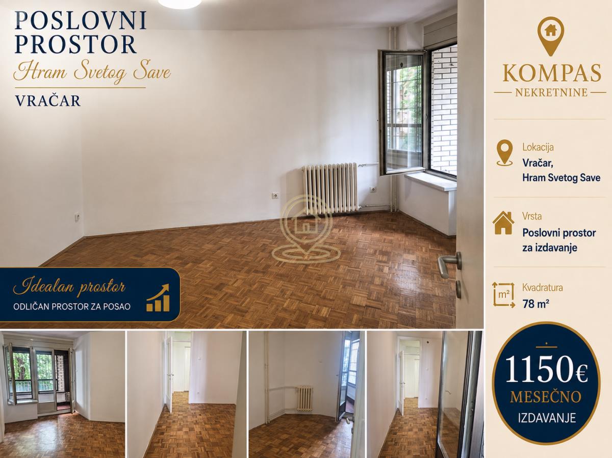 Trosoban stan 78 m², Vračar, Hram Sv. Save, prvi sprat