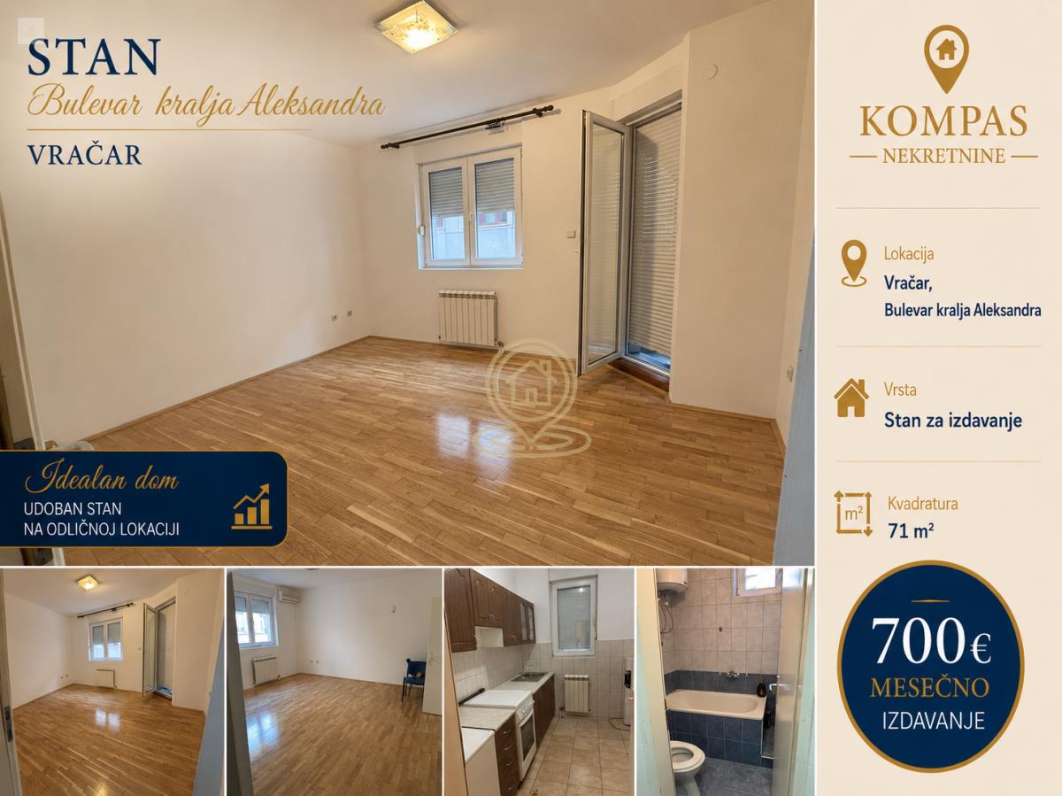 Trosoban stan na Vračaru, Bulevar kralja Aleksandra, 71 m²