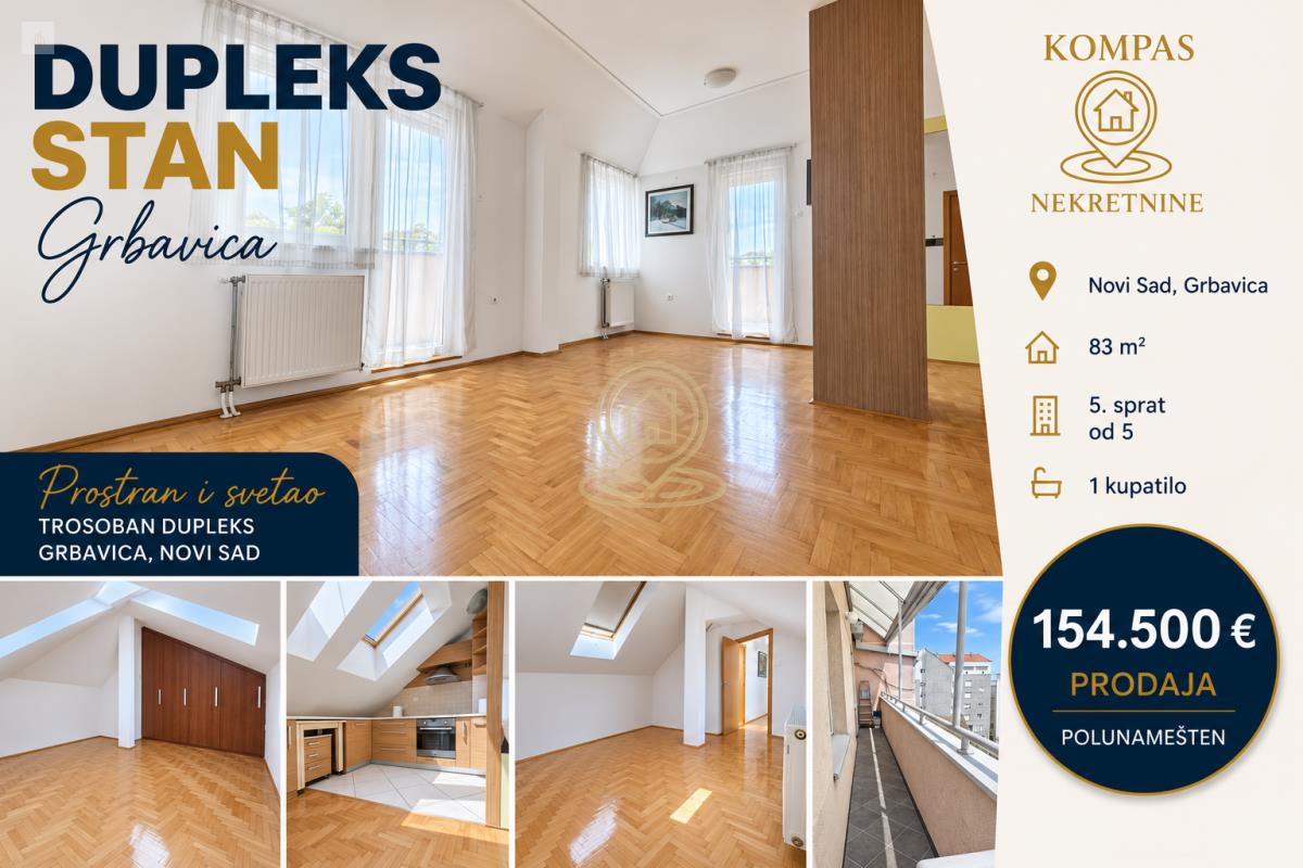 Trosoban stan 83 m², Grbavica, Novi Sad, 5. sprat