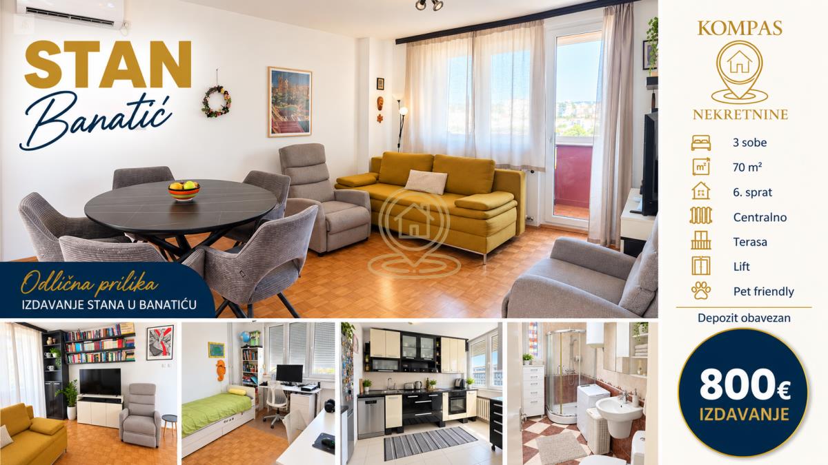 3.0 70m2 sredjen namesten banatic pet friendly