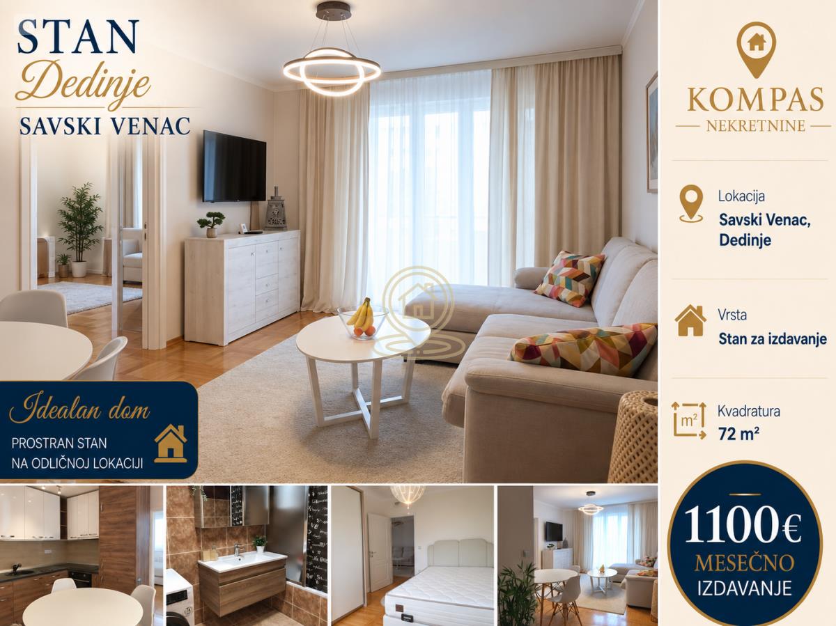 Trosoban stan, 72 m², Dedinje, Savski Venac