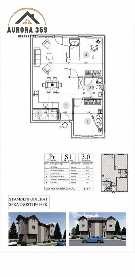 FUTOG NOVI SAD. ODLIČAN TROIPOSOBAN STAN, 71m2