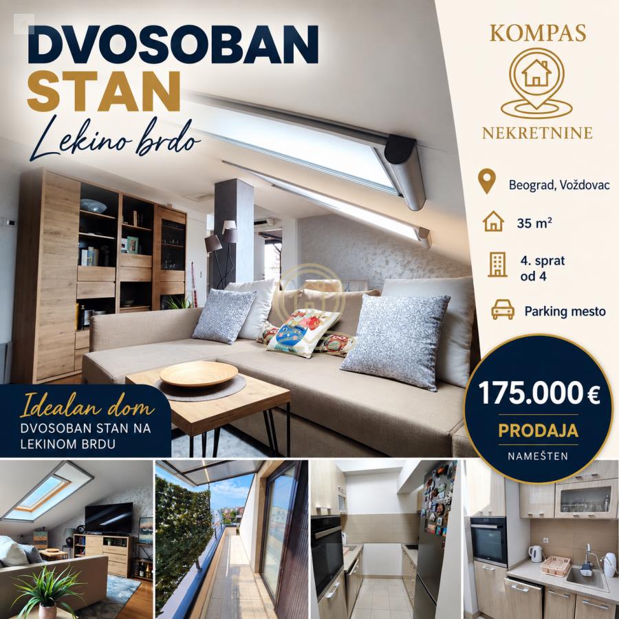 Dvosoban stan 35 m², Lekino Brdo, Voždovac, Beograd, 4/4