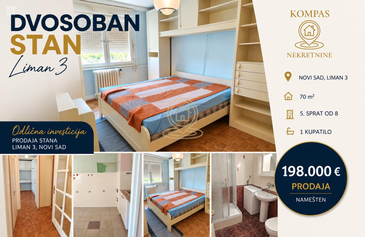 Dvosoban stan 70 m², Liman 3, Novi Sad, 5/8 sprat
