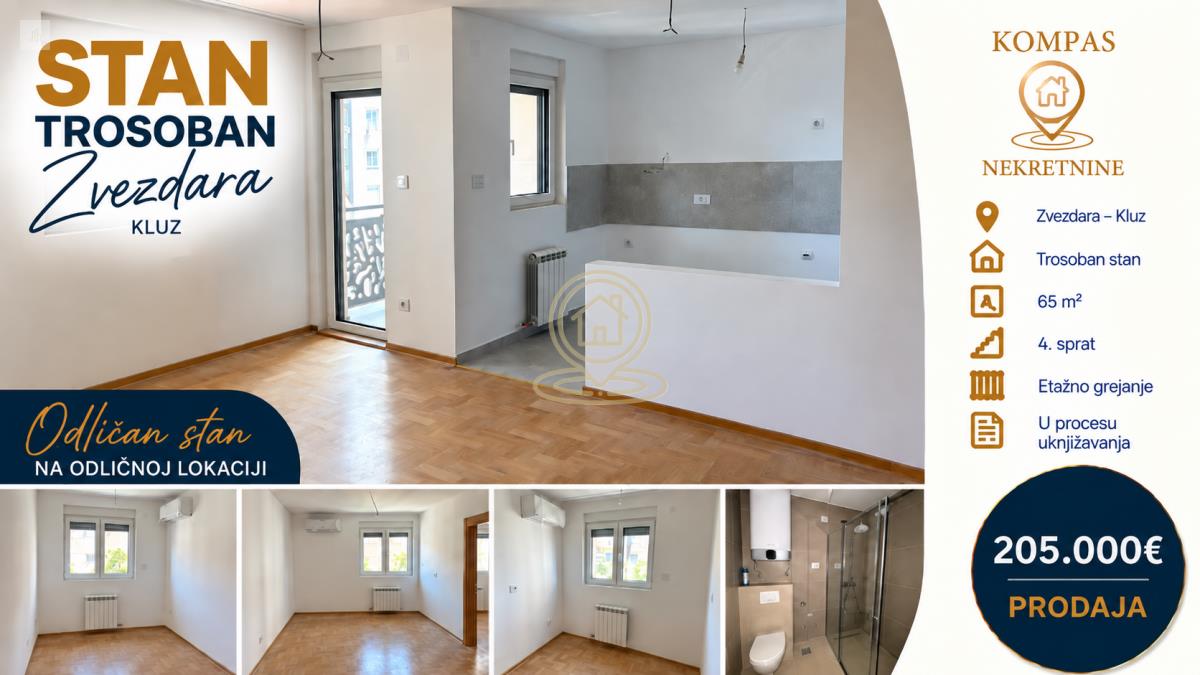 Trosoban stan 65 m², Kluz, Zvezdara, Beograd, 4/5 sprat