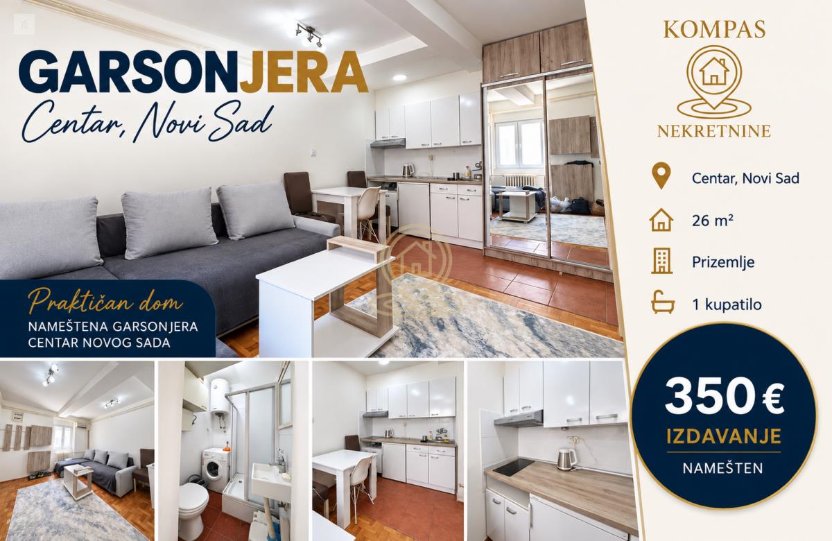 Garsonjera u Centru Novog Sada, 26 m²