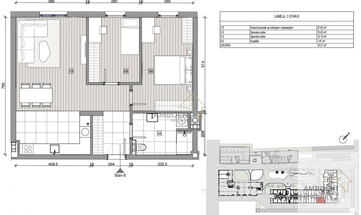 Dvoiposoban stan u Novoj Pazovi, 70m2