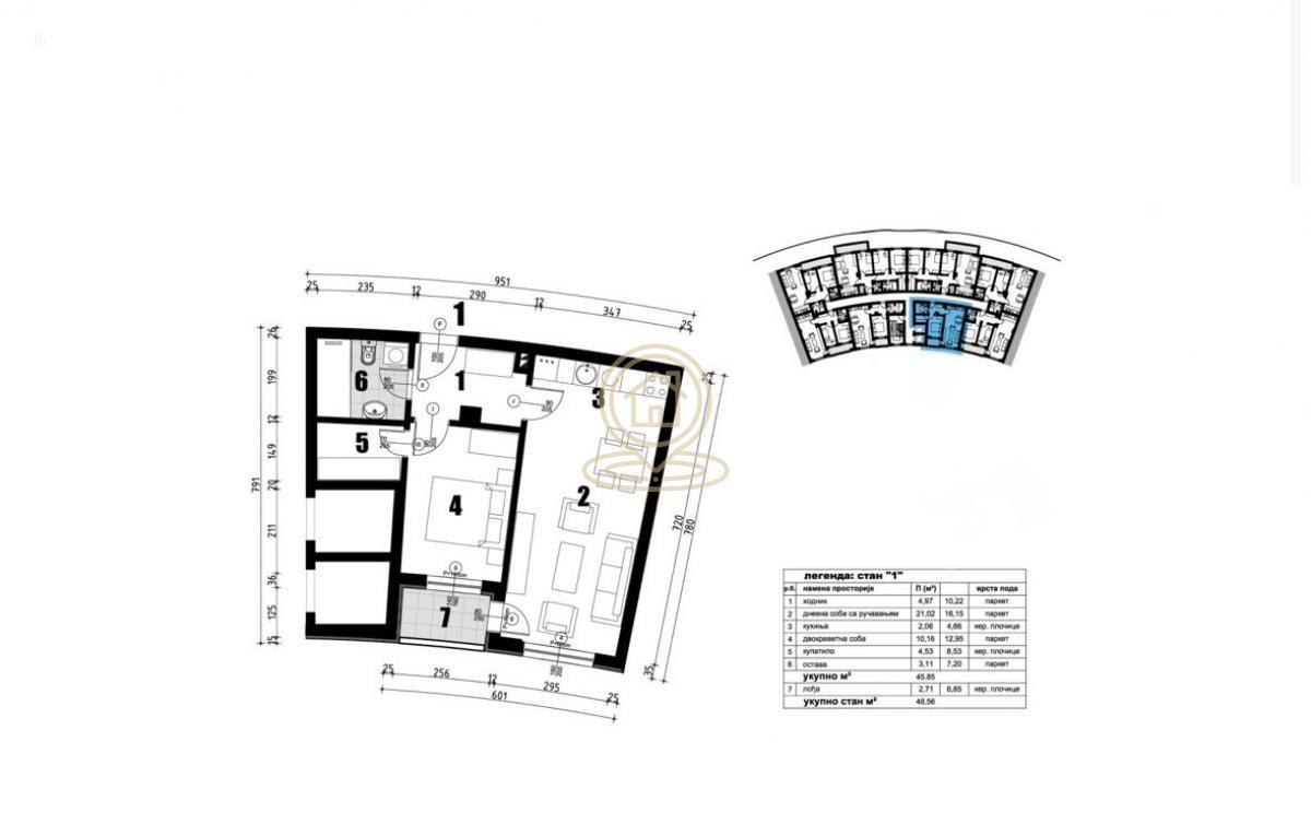 Jednoiposoban stan 49m² – Novogradnja – Ledena Stena