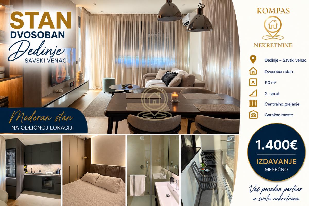 Dvosoban stan 50 m², Dedinje, Savski Venac, Beograd