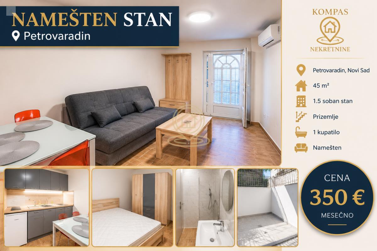 Petrovaradin, Novi Sad – 1.5 soban stan, 45 m², prizemlje
