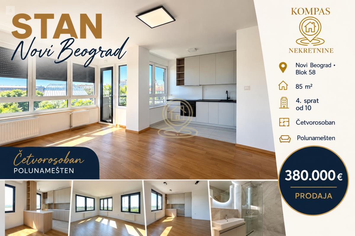 Četvorosoban stan, 85 m², Lastavice, Novi Beograd, 4. sprat