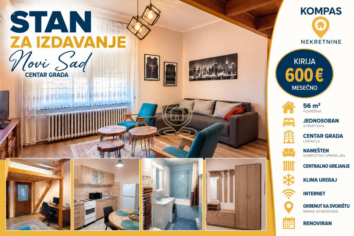 Stan u centru Novog Sada, 56 m², prizemlje