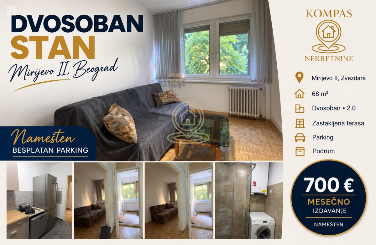 Dvosoban stan 68 m², Mirijevo II, Zvezdara, Beograd
