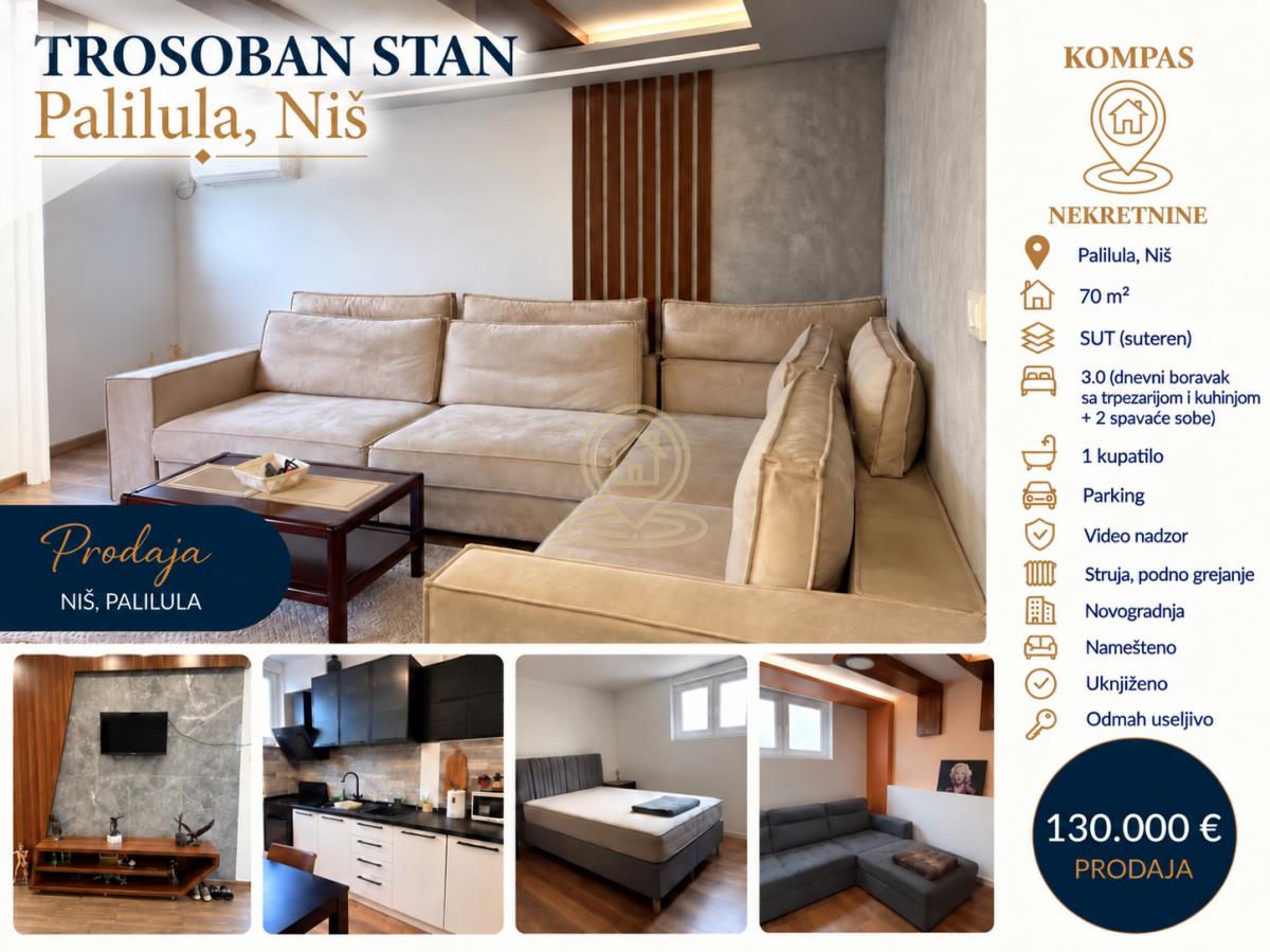 Prodaja trosobnog stana – Palilula, Niš – 70 m²