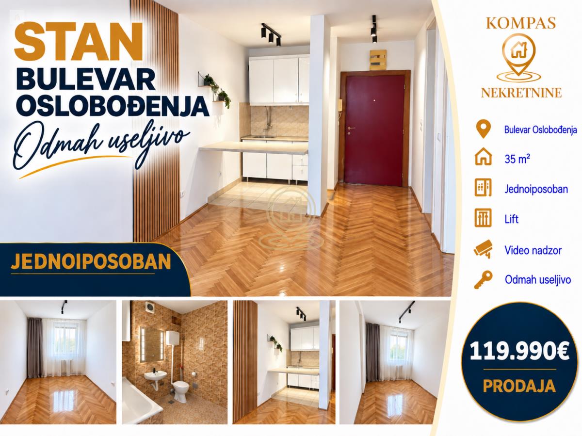 Prodaja stanova Novi Sad-Bulevar Oslobođenja 119.990€, 35m²