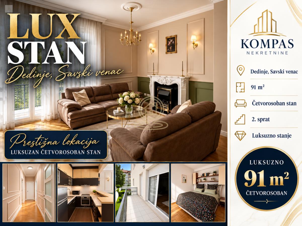 Četvorosoban stan na Dedinju, Savski Venac, 91 m²