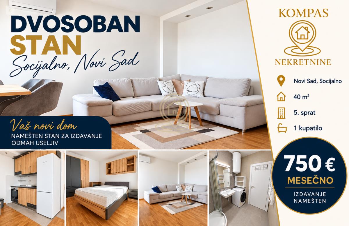 Dvosoban stan 40 m², Socijalno, Novi Sad, 5. sprat