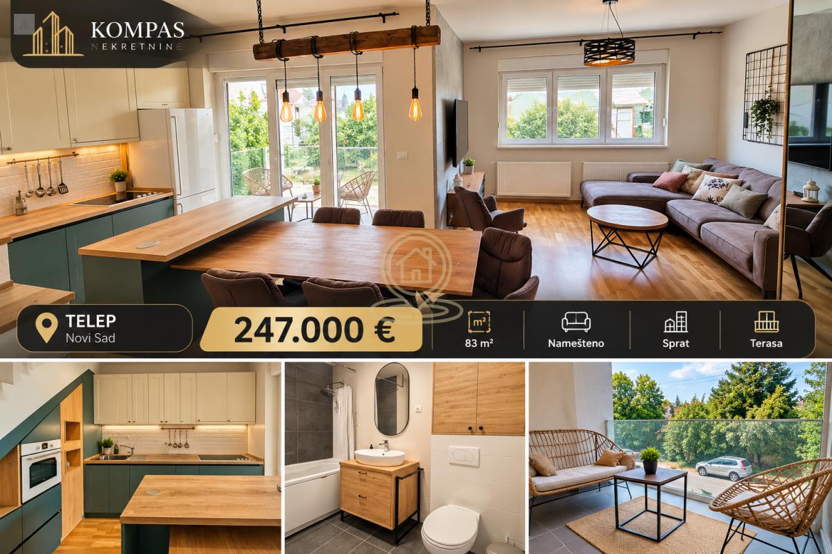 Namesten cetvorosoban stan u novogradnji, 83 m², Telep, Novi Sad,