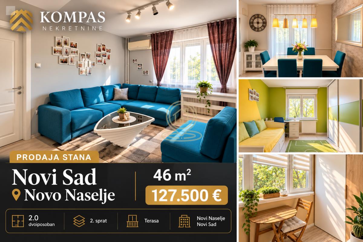 Dvosoban stan 46 m², Novo Naselje, Novi Sad, 2. sprat