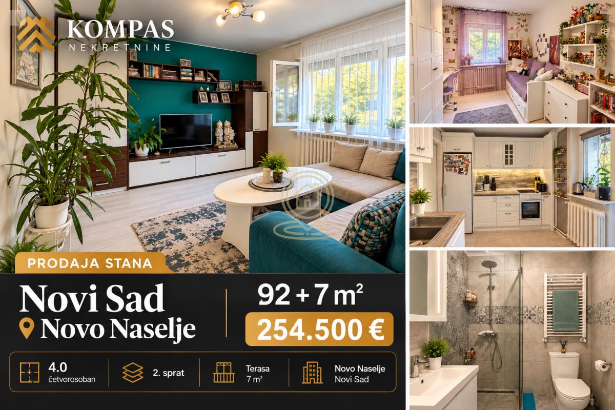 Četvorosoban stan - dva stana u jednom , 92 m² Novo Naselje, Novi Sad