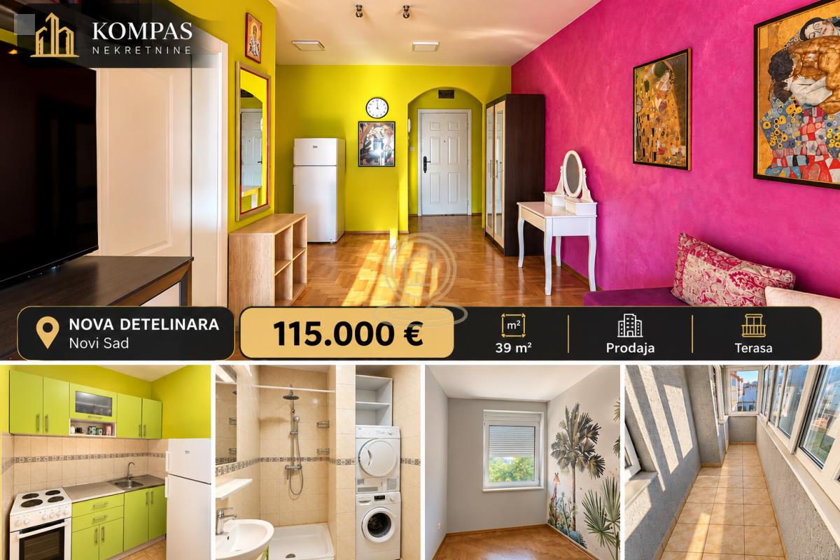 Jednoiposoban stan 39 m², Nova Detelinara, Novi Sad