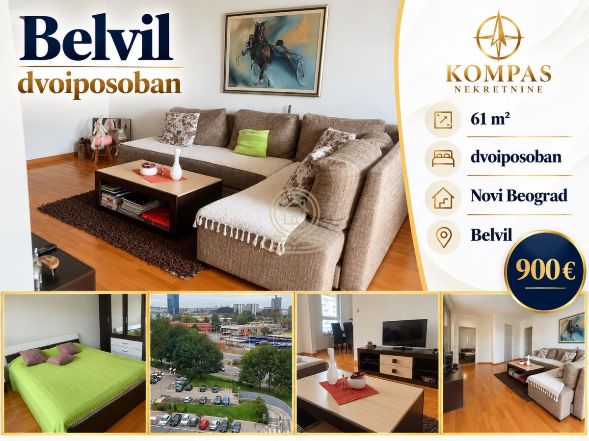 2.5 soban stan, 61 m², Belville, Novi Beograd, 8/10 sprat