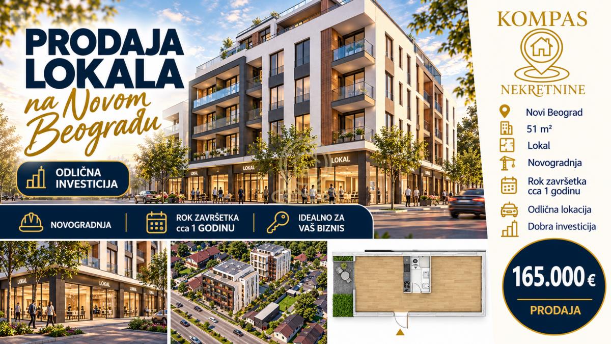 Novi Beograd, novogradnja, lokal 51m2