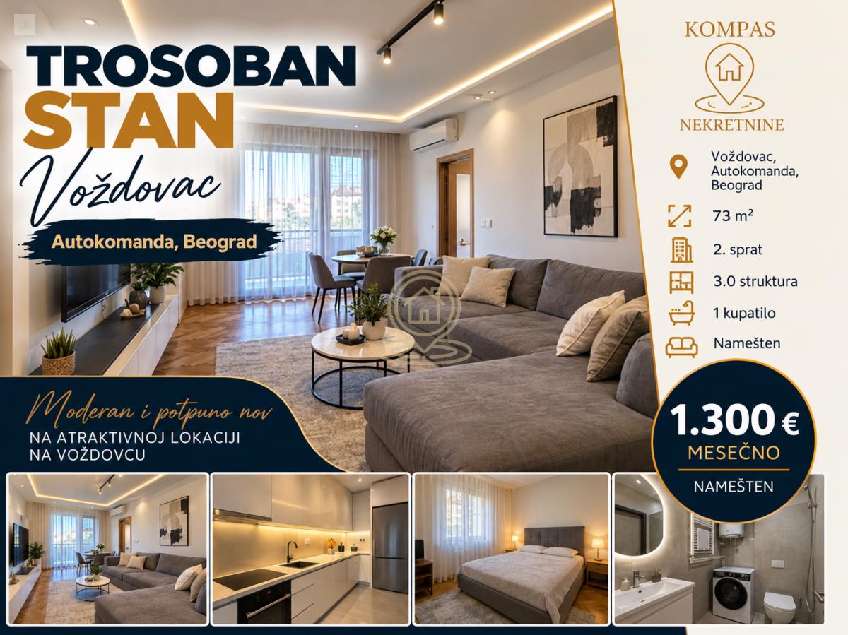 Trosoban stan 73 m², Autokomanda, Voždovac, Beograd